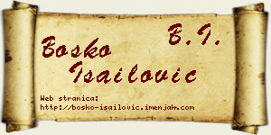 Boško Isailović vizit kartica